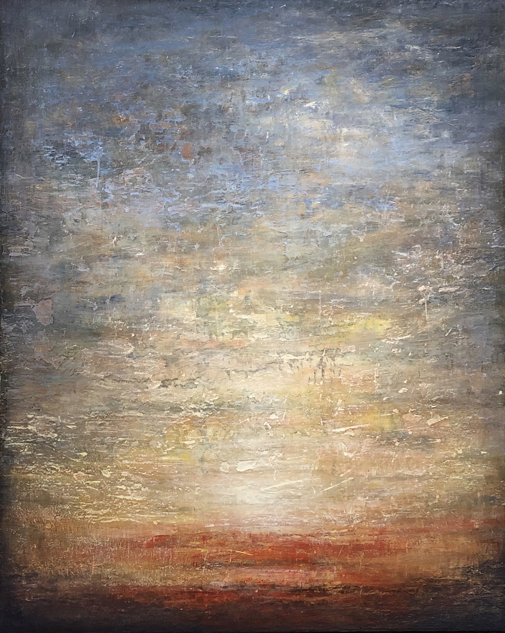 Linda Davidson, A Sunset Sunset Every Day, 2019, oil and wax on cotton on panel, 60 x 48 inches, $5500.
