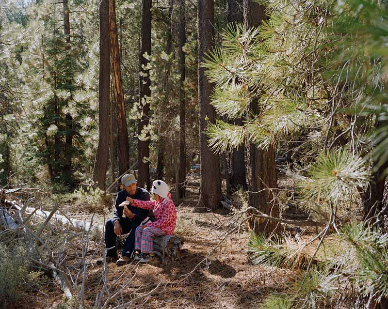 Eirik Johnson, Joy and his daughter Belinda with a matsutake in the Deschutes National Forest, Oregon, 2011