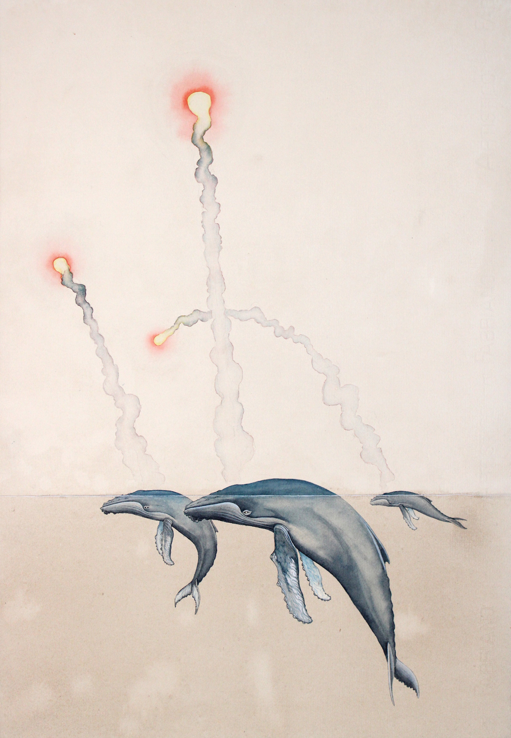 Justin Gibbens, Flare, 2020, watercolor, ink on paper, 22 x 15, $1800.