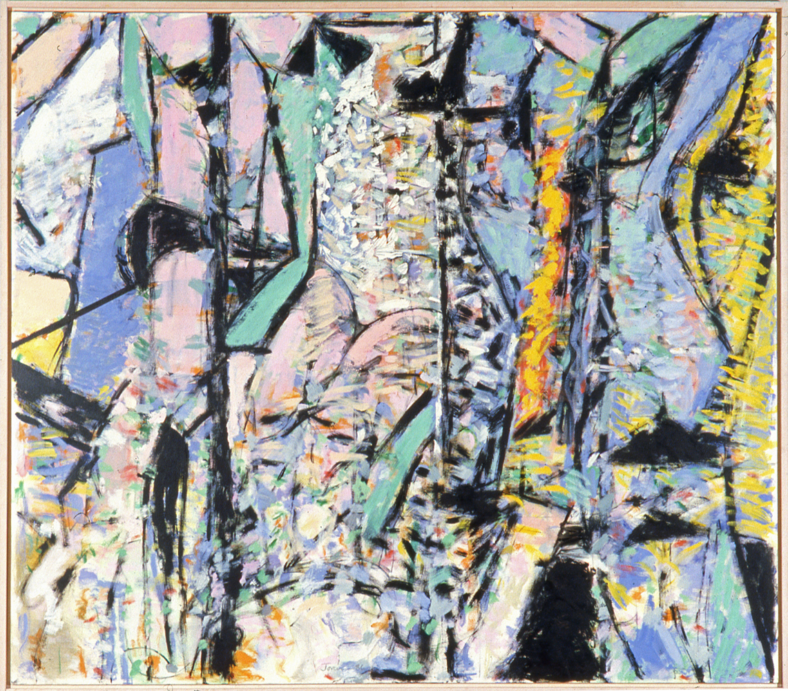 Robert C. Jones, Promenade, 1986, oil on canvas, 67 x 77 inches, $18,000.