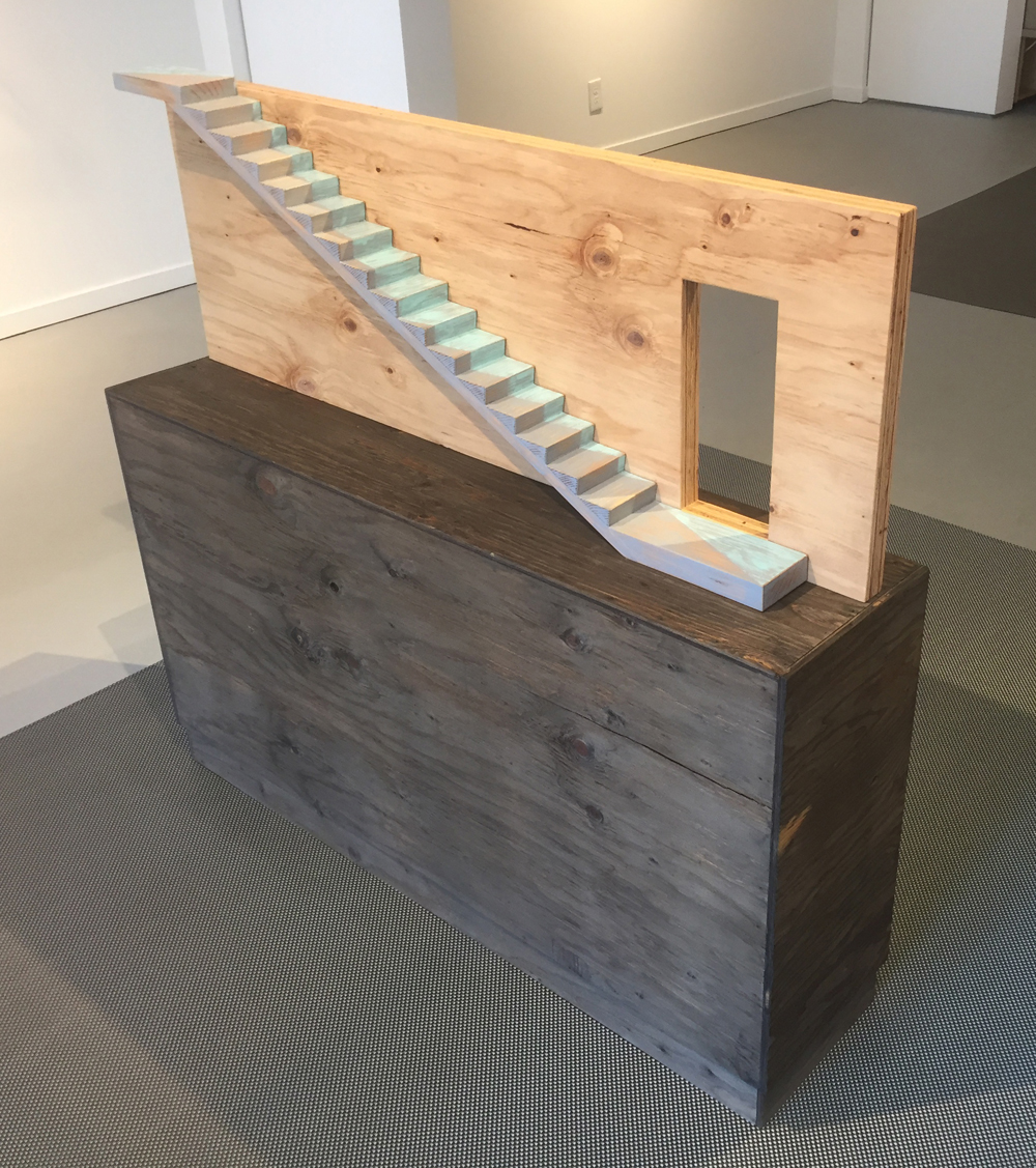 Matt Sellars, La Vista o El Trayecto, 2018, plywood, paint, 17 x 47.5 x 4.75 inches on wooden base 27.25 x 48.5 x 11.5 inches, $1200