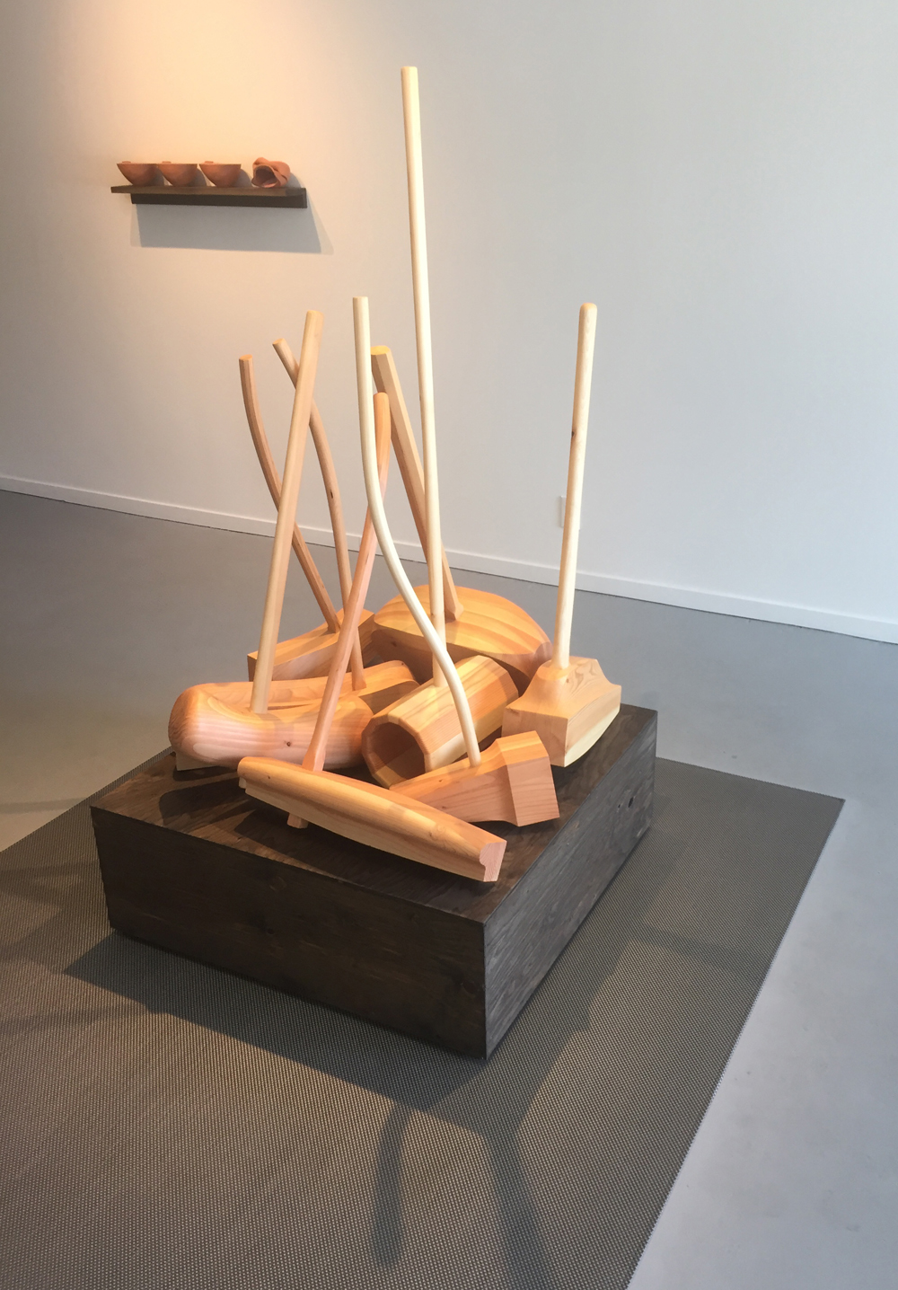 Matt Sellars, Coalesce, 2018, fir , 55 x 37 x 38 inches on wooden base 13 x 37 x 37 inches