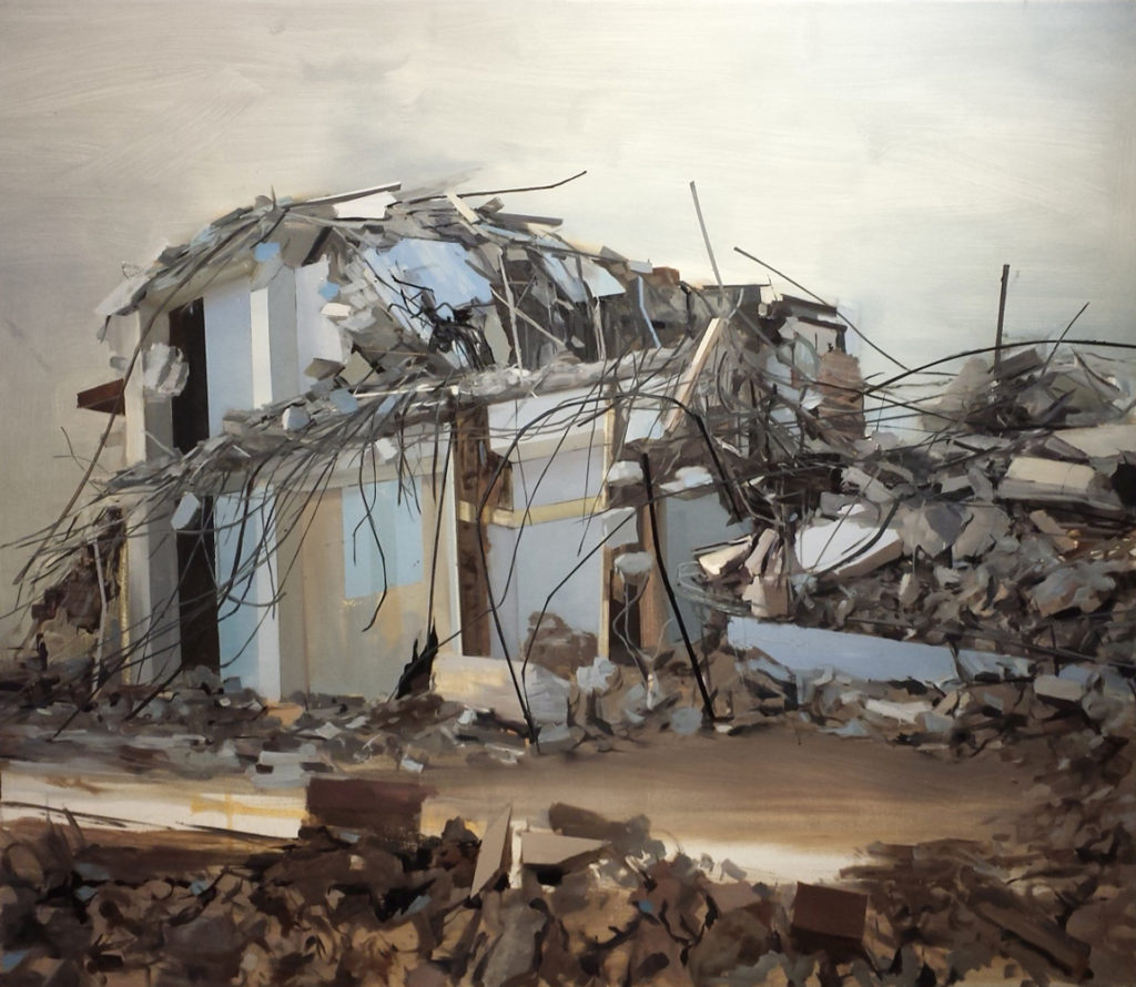 Thuy-Van Vu, House (Jersey City), 2007, oil on canvas, 45 x 52 inches, $5000.