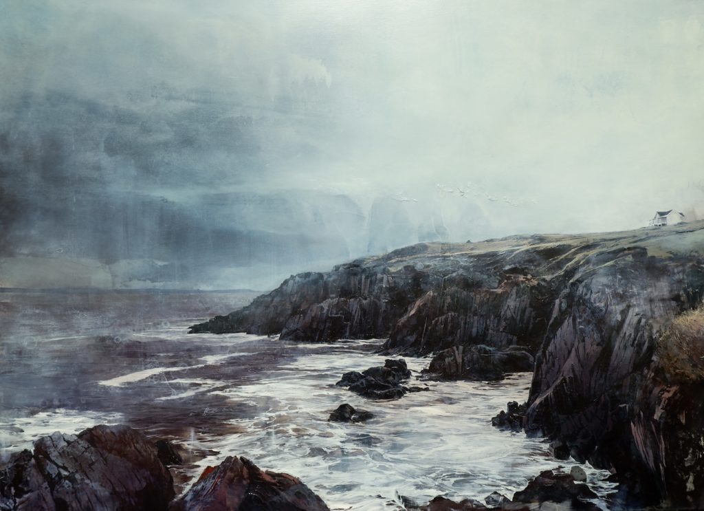 Mark Thompson, Soft Grey Ghosts, 2021, oil on panel, 33 x 43 inches, $7500.